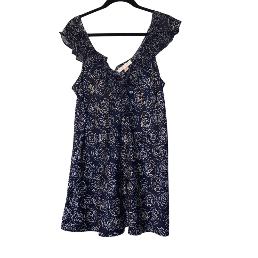 Oscar de la Renta Nightie Pink Label Navy Swirl Print Mini Chemise Medium - Picture 4 of 10